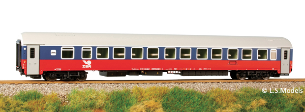 Sleeping car type WLABmee in 1998 livery<br /><a href='images/pictures/Tillig/58018.jpg' target='_blank'>Full size image</a>